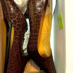 Karen Scott Brown Croc-Embossed Heels